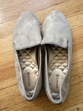 Birdies Suede Slip-On Flats in Taupe